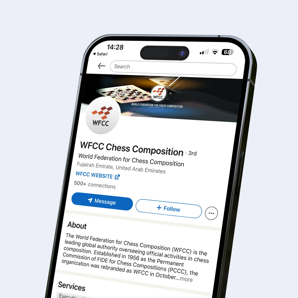 Word chess federation social media project linkedin optimisation